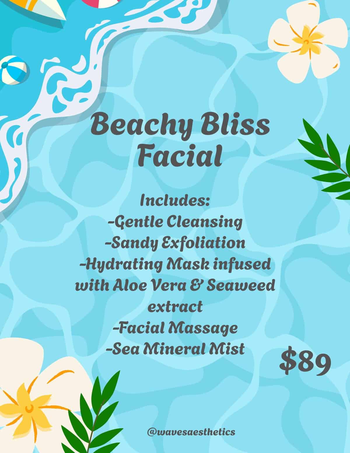 Beach bliss facial sale june26