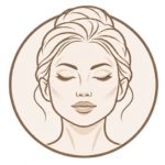 Elegant line illustration of a woman's face representing fractional RF skin resurfacing for improved facial texture and firmness.