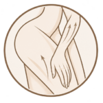 Elegant line illustration showing upward arrows on the skin representing fractional RF treatments for loose skin and improved firmness.